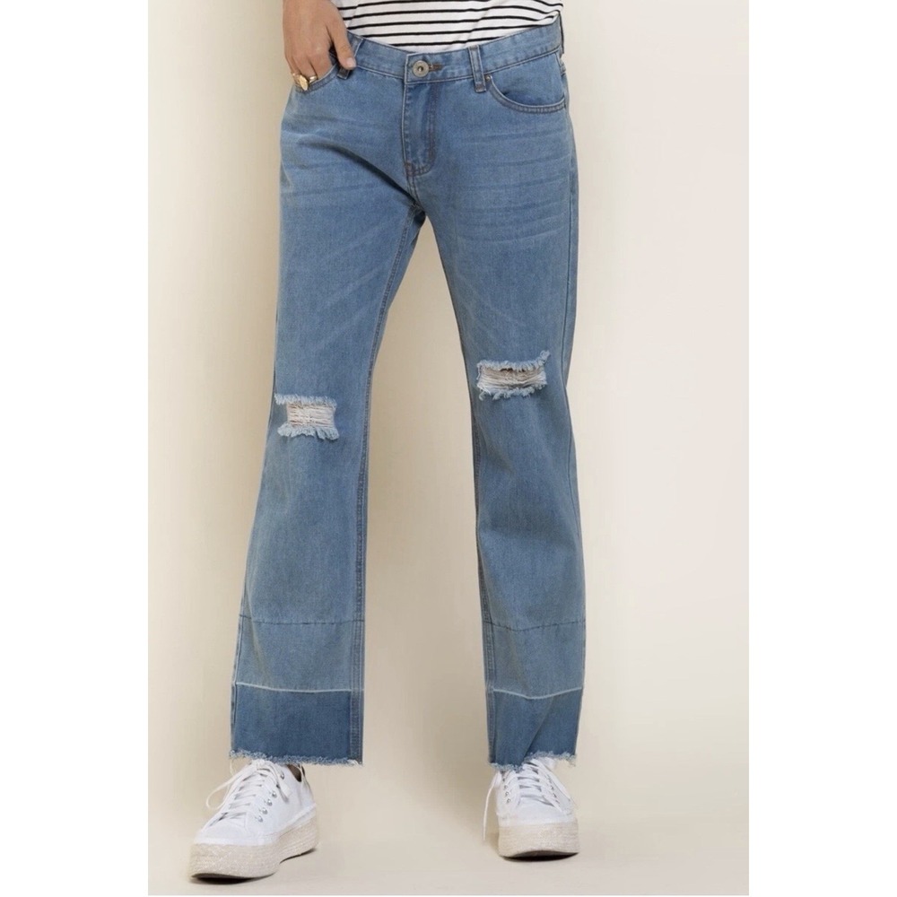 POL Jeans BOHO Distressed Women's 28x27 Cropped Ankle Festival Cute beach Denim